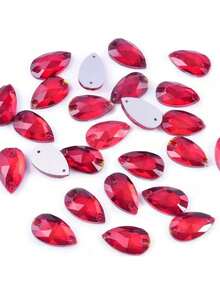 Slim Water Drop Shape Glass Multi Colors Shape Shiny Handmade Sewing Crystal Hand Sewn Rhinestone Decoration Beads Flat Back With Holes Gems DIY Accessories Sew On Stones Strass For Decorating Clothes, Dress, Bags, Shoes, Brooches, Earrings, Handicrafts