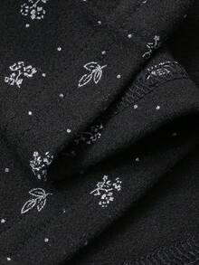 DAZY 女士圆领两件套，印花吊带背心和休闲长袖开衫，秋冬款 - 黑色 - 查看 7