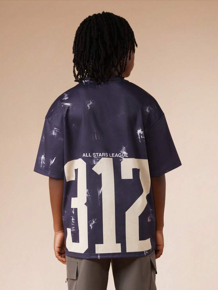 Oversized Mesh Tee With Paint Splatter