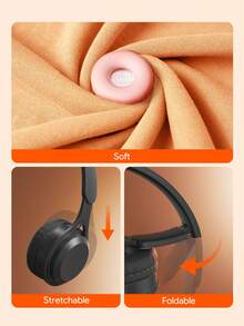 JMMO Tai nghe không dây có chức năng chống ồn chủ động, tai nghe trùm đầu không dây có thời gian phát nhạc dài, tai nghe HiFi Stereo có thể gập lại với chụp tai bằng xốp dành cho thể thao, du lịch - Nhiều màu - Xem 5