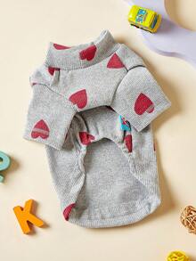 PETSIN 1 件宠物服装，狗/猫连帽衫，适合小型宠物，情人节 - 灰色 - 查看 3