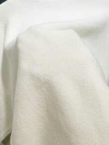 Franclia 女士柔软仿羊绒V领宽松纯色黑白拼接简约风格针织衫，饰有黑色波点系带，优雅、甜美、学院风、高贵、休闲、精致、轻松时尚，百搭，适合通勤、聚会、休闲派对等场合，穆斯林服装 - 白色 - 查看 4