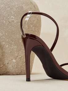 SHUZIA Fashionable Women's Chocolate Patent Pointed Toe Sexy High Heel Sandal Dance Holiday Party Spring Summer Vacation Shoe For Christmas Valentine's Day - Chocolate Brown - View 8