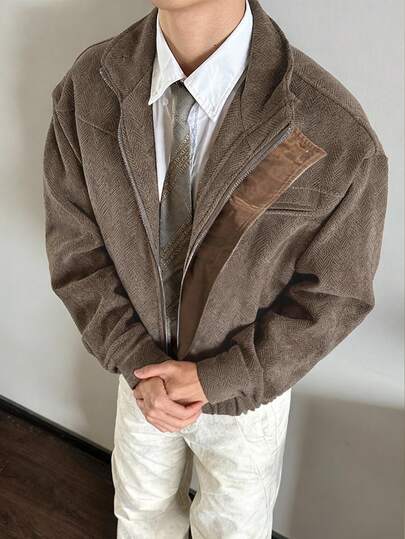 Airaco Men's Casual Solid Color Minimalist Long Sleeve Jacket, Daily Wear