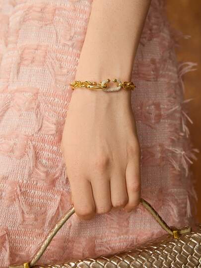 MOTF PREMIUM 18K镀金水钻细节链条手链