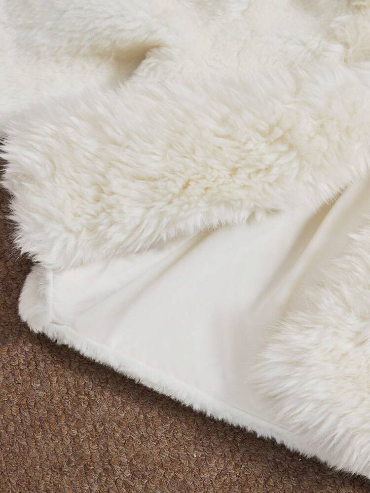 Jaqueta Elegante Curta e Grossa com Capuz Branca, Outono/Inverno