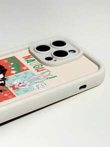 THE POWERPUFF GIRLS X SHEIN 1个精美创意卡通图案手机壳，光滑白色，精准开孔，防震时尚设计，万圣节和圣诞节礼物，兼容 17/16/15/14/13/12/11和Galaxy S25/24/23 - 白色 - 查看 5