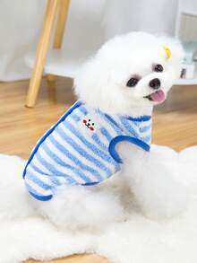PETSIN 1 Áo khoác thú cưng 2 trong 1 lót nhiệt ấm áp dễ thương kèm dây xích cho mùa thu/đông - Màu xanh lam - Xem 2