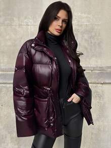 Firerie معطف مبطن من الفرو الاصطناعي بتصميم كتل ملمع، مناسب للارتداء اليومي والخروج. / ملابس نسائية للخريف والشتاء / ملابس للتنقل / ملابس المعلمات / موسم العودة إلى المدرسة / طراز رجعي / ملابس نسائية كاجوال للعمل / ملابس مكتبية نسائية / طراز الأموال القديمة / أناقة فكرية / إطلالات أنيقة للخريف والشتاء / ملابس العمل / معطف بنفسجي داكن / معطف مريح للخريف والشتاء - اخضر زيتون - مشاهدة 7