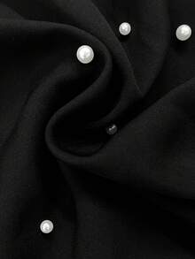 Elenzga Blouse ornée à ourlet asymétrique grande taille, blouse élégante et élégante à la mode pour femmes, blouse noire et blanche pour femmes, dîner pour femmes, soirée casino pour femmes - Noir et Blanc - Voir 6