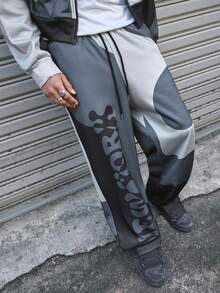 AXEPEAK 男士休闲连帽卫衣撞色拼接印花宽松卫衣开衫两件套 男士两件套 男士街头服饰套装 男士运动套装 - 彩色 - 查看 7