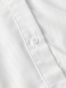 SHEIN MOD Bộ váy 2 món áo sơ mi kẻ sọc xanh trắng cỡ lớn kèm áo hai dây ren - Đen và trắng - Xem 4