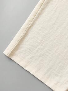 SHEIN Explorewe Streecool 少女休闲时尚日常百搭荷叶边露肩连体裤，春夏款 - 杏色 - 查看 6