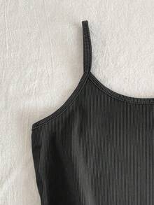 SHEIN 2件套女童简约时尚星月印花吊带短裤+长裤睡衣套装 - 黑色 - 查看 4