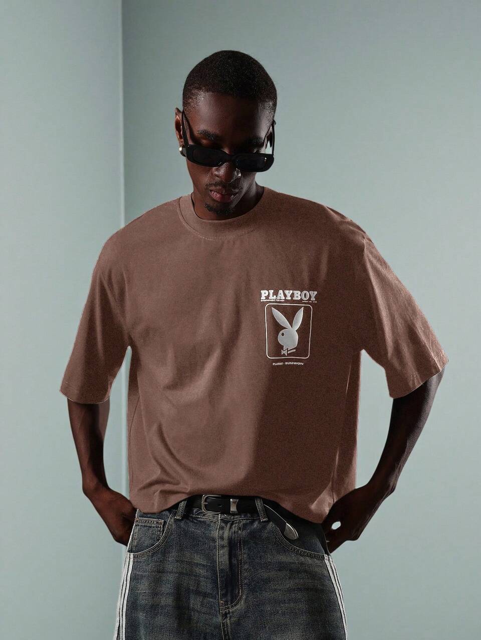 PLAYBOY X SUMWON Logo Vintage Magazine Style Short Sleeve Cotton Tee With Classic Bunny Print And Crop Fit Design