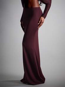 Hauture Sexy Night Out Party Low Waist Plum Maxi Mermaid Skirt