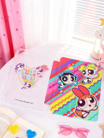 THE POWERPUFF GIRLS X SHEIN Transparent Acrylic Cartoon Blossom, Bubbles, Buttercup Pattern Flip Pad Case Compatible With IPad Mini 6/ Mini 7/Air/Air 2/9.7/10.5/10.2/Air 4/Air 5/10.9/Pro 11/10/2024 Air 11 (M2)/Pro11 (M4) 2024/Air 11-Inch (M3) 2025/IPad (A16) 11-Inch 11th Generation 2025 Model High Transparency Cover, Product Does Not Include Pen. Some Models Are Equipped With Built-In Pen Slots In The Frames