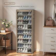 Muebles 10 Niveles Estante De Calzado Organizador Cubierta antipolvo Para Zapatero, Protector de 10 capas con cremallera para armario de zapatos, cubiertas de muebles para el hogar, cubierta Rectangular plegable Zapatero zapatera 10 Nivel de Zapatos de gabinete en Rack, Estante del Zapato de Lona Permanente del Organizador del almacenaje, for 30 Pares Zapatos con Prueba de Polvo Cubierta zapatera Zapatero - Café - Ver 1