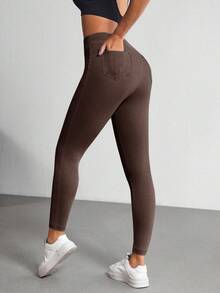 Flexra Women's Elastic Waist Casual Versatile Skinny Jeans - Coffee Brown - View 3