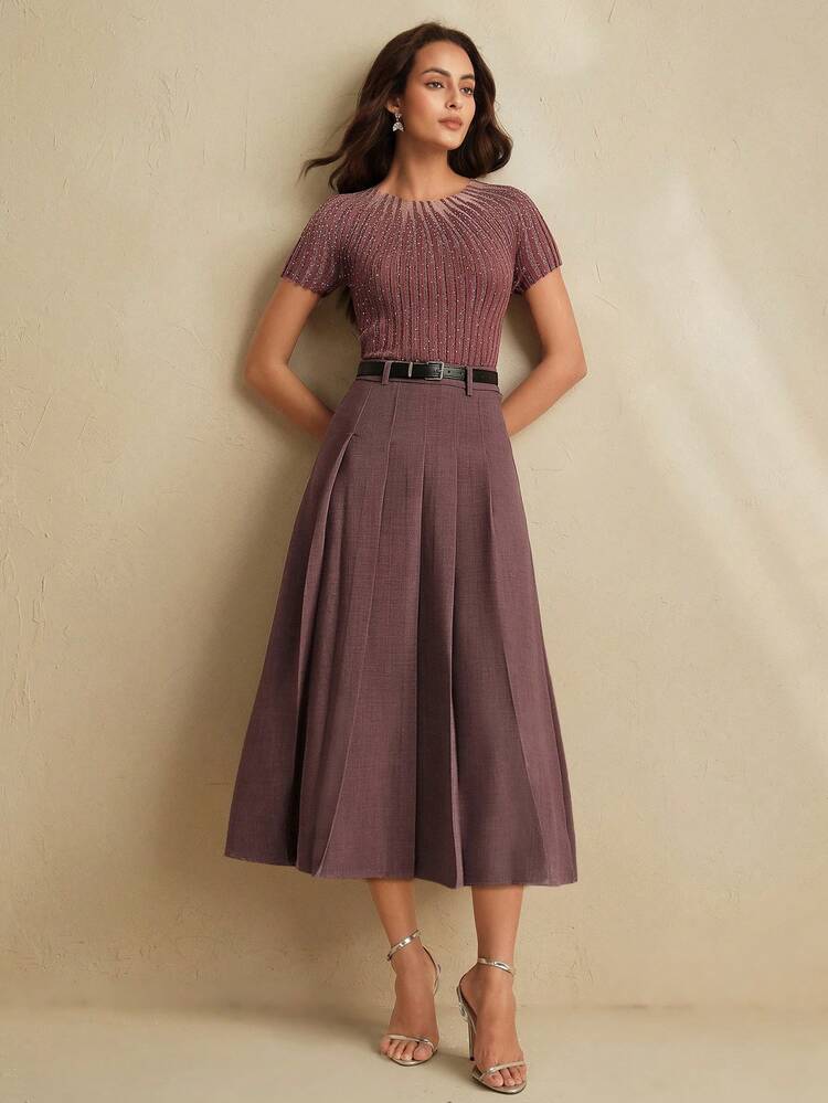 Anewsta Elaire Elegant Fashionable High-End Suit Pant Style Pleated Skirt For Women