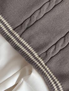 PrepCrw Young Boys' Collegiate Style Twisted Floral V-Neck Knit Vest - Grey - View 5