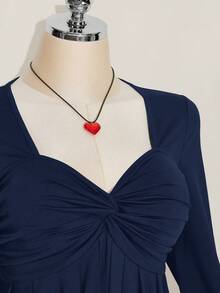 SHEIN ICON Áo len xoắn ngực màu đen cỡ lớn cho nữ, Áo len babydoll, Quần áo Y2K, Quần áo mùa tốt nghiệp, Mùa về quê, Quần áo mùa thu cho mùa tựu trường, Áo dễ thương cho nữ, Áo babydoll - Màu xanh hải quân - Xem 6