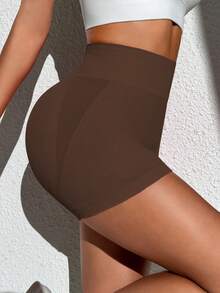 Velisys 2 quần short tập yoga cạp cao liền mạch cho nữ, màu đen và cà phê đậm, thoải mái và tôn dáng - Nhiều màu - Xem 8