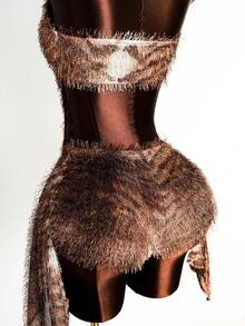 Mistrie 动物印花颈挂性感两件套 - 棕色 - 查看 5