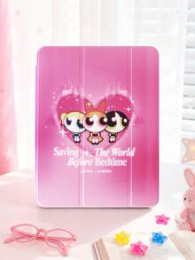 THE POWERPUFF GIRLS X SHEIN 透明亚克力材质，图案包含卡通花朵、泡泡、毛茛花、心形图案、英文字母、小星星和渐变粉色背景。翻盖式保护套兼容 iPad Mini 4/ Mini 5/ Mini 6/ Mini 7/Air/Air 2/9.7/10.5/10.2/Air 4/Air 5/10.9/Pro 11/10/2024/Air 11 (M2)/Pro 11 (M4) 2024/Air 11 英寸 (M3) 2025/iPad (A16) 11 英寸第 11 代 2025 款。高透明度保护套。产品不含触控笔。部分型号在边框内设有笔槽。 - 彩色 - 查看 5