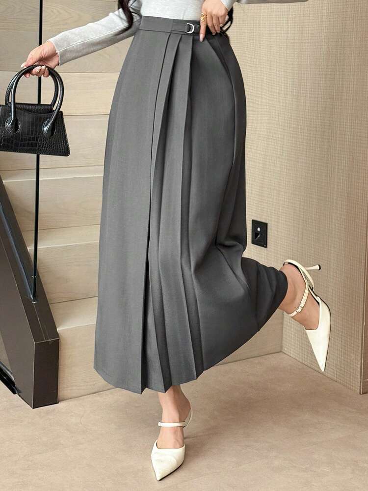 A-Line Midi Pleated Skirt For Women