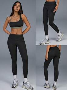 Fluxe Women's High Waist Yoga Pants – 29" Inseam, Tummy Control, Butt Lifting, Ultra-Soft 4-Way Stretch Fabric, Moisture-Wicking, Non-See-Through, Figure-Flattering Athletic Leggings For Workout, Running, Or Everyday Activewear - Black - View 7