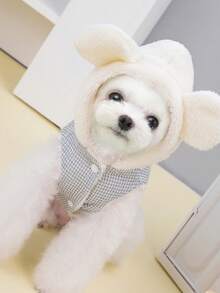 PETSIN 1pc 2 In 1 Cute Thermal Lined Warm Leash-Attached Pet Jacket For Autumn/Winter - Grey - View 4