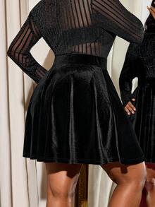 Truni Gonna a-line in velluto con vita elastica per taglie comode, adatta per forme a pera/triangolo, 2026/Nuovo Anno