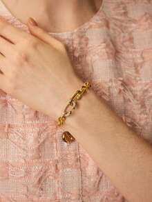 MOTF PREMIUM VÒNG TAY DÂY CHUYỀN CHI TIẾT ĐÁ THỦY TINH MẠ VÀNG 18K - Vàng - Xem 3