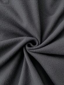 SHEIN Sudadera holgada de felpa con patrón bordado para adolescentes, gris - Gris - Ver 7