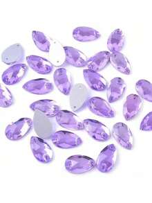Slim Water Drop Shape Glass Multi Colors Shape Shiny Handmade Sewing Crystal Hand Sewn Rhinestone Decoration Beads Flat Back With Holes Gems DIY Accessories Sew On Stones Strass For Decorating Clothes, Dress, Bags, Shoes, Brooches, Earrings, Handicrafts