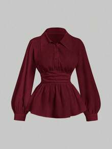 Velvienne Bộ 2 áo bó eo thời trang cỡ lớn cho nữ và chân váy màu trơn, thời trang và tôn dáng, phù hợp cho mùa xuân và mùa thu - Nhiều màu - Xem 7