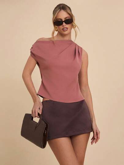 COSMINA Women's Elegant Asymmetric Ruched Fitted Blouse, Versatile For Commute And Office Wear, All Season