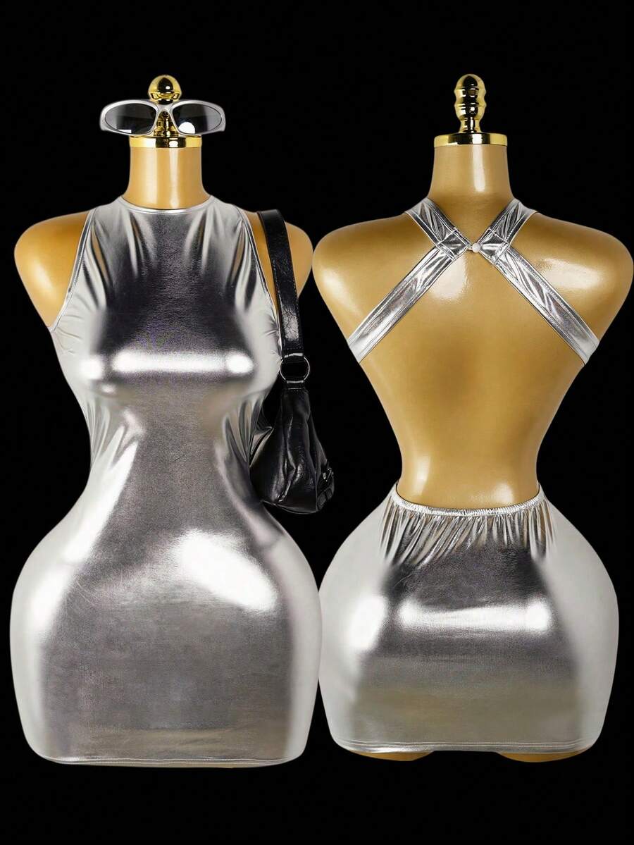 Zolique Women's Solid Color Faux Leather Hollow Out Back Round Neck Sleeveless Slim Mini Dress PU Leather Women Outfit,Dress Women , Elegant  Dress ,Elegant ,Elegant Dresses For Women , Elegant Dress For Women , Elegant Dresses For Party , Elegant Dres, Elegant Dress Women ,Elegant Dresses For Ladies , Party Dress , Elegant Dresses For Party , Party Dresses For Women  Party Dresses , Elegant Party Dresses , Christmas Party Dress , Long Party Dresses ,  Elegant Party Dress , Long Party Dress , New Year Dress , New Year , New Year Clothe,  New Year's Dress, New Year Outfit , Clothes For New Year , Women's New Year's Eve Dress,  Outfit For New Year's Eve , New Year Women , Sequin Dres, Sparkly Dress , Shiny Dress, Sequin Dress For Women, Glitter Dress, Sequin , Sequin Skirt Women