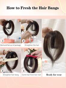 刘海发夹 8 英寸假发片 女士真人发 360° 3D 覆盖 真发假发片 带刘海 直发假发片 夹式刘海 - S3 - 查看 7