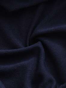 两件套女童休闲简约Polo领卫衣套装，袖口和裤腿侧边饰有白色织带，正面有刺绣装饰，适合上学、外出、散步等场合。 - 藍色 - 查看 5