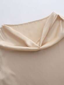 Franclia 法式复古H型翻领长袖杏色优雅通勤衬衫搭配棕色阔腿裤，女士优雅秋冬两件套 - 彩色 - 查看 5