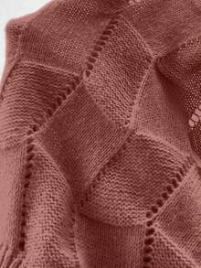 EMERY ROSE Women's Loose Casual Round Neck Drop Shoulder Long Sleeve Knitted Sweater Dress, Autumn/Winter - Dusty Pink - View 7