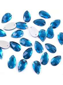 Slim Water Drop Shape Glass Multi Colors Shape Shiny Handmade Sewing Crystal Hand Sewn Rhinestone Decoration Beads Flat Back With Holes Gems DIY Accessories Sew On Stones Strass For Decorating Clothes, Dress, Bags, Shoes, Brooches, Earrings, Handicrafts