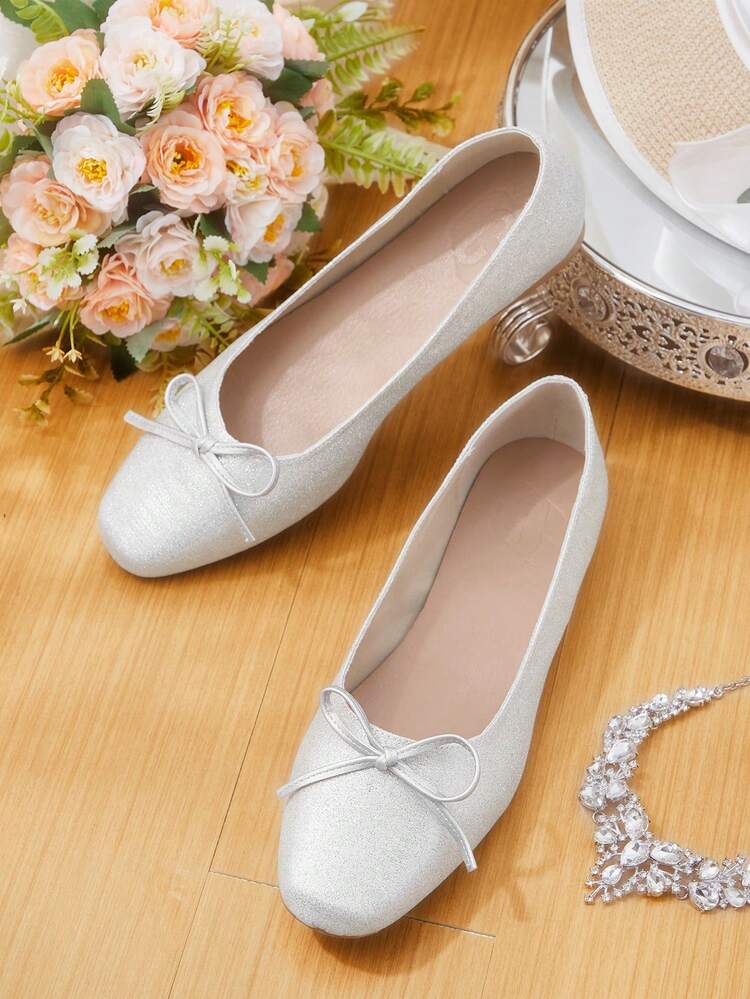 CUCCOO HITCHD Women's Bow Decor Casual Slip-On Flat Shoes, Versatile For Daily Wear Valentine's Day Elegant Shoes Wedding Shoes