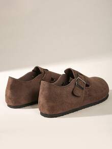 Solecia 女士搭扣设计休闲百搭平底乐福鞋 - 咖啡棕 - 查看 4