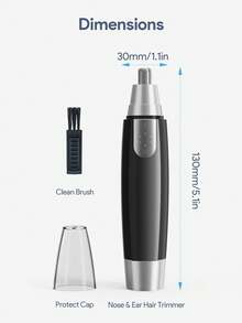 Teckwe 耳鼻毛修剪器，电动鼻毛修剪器，电池供电修剪器，防水，无痛眉毛和面部毛发修剪器，男女皆宜