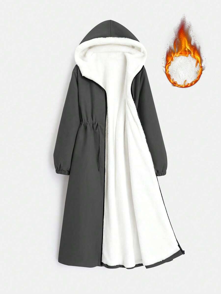 EMERY ROSE 女士冬季长袖抽绳连帽保暖长款休闲羽绒服 - 彩色 - 查看 1