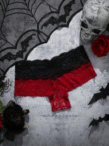 SHEIN Fashionable Sexy Contrast Color Lace Patchwork Thong Panties - Multicolor - View 2