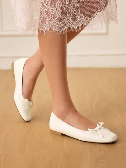 CUCCOO HITCHD Women's Casual Versatile Commuting Flats With Bow Decor Valentine's Day Elegant Shoes Wedding Shoes Summer Shoes Bride Shoes